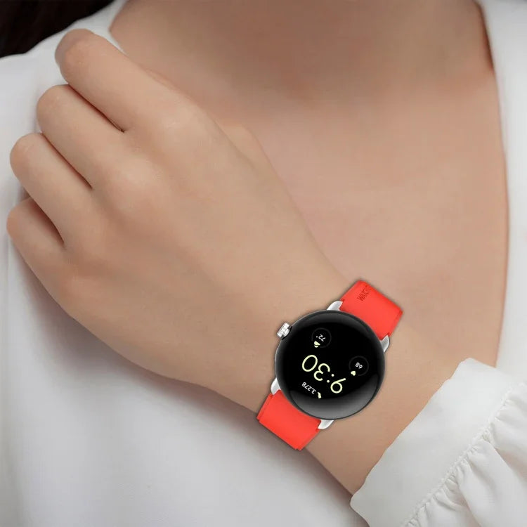 Metal Connector Solid Color Silicone Watch Band, For Google Pixel Watch 4 / 3 / 2 / 1 41mm