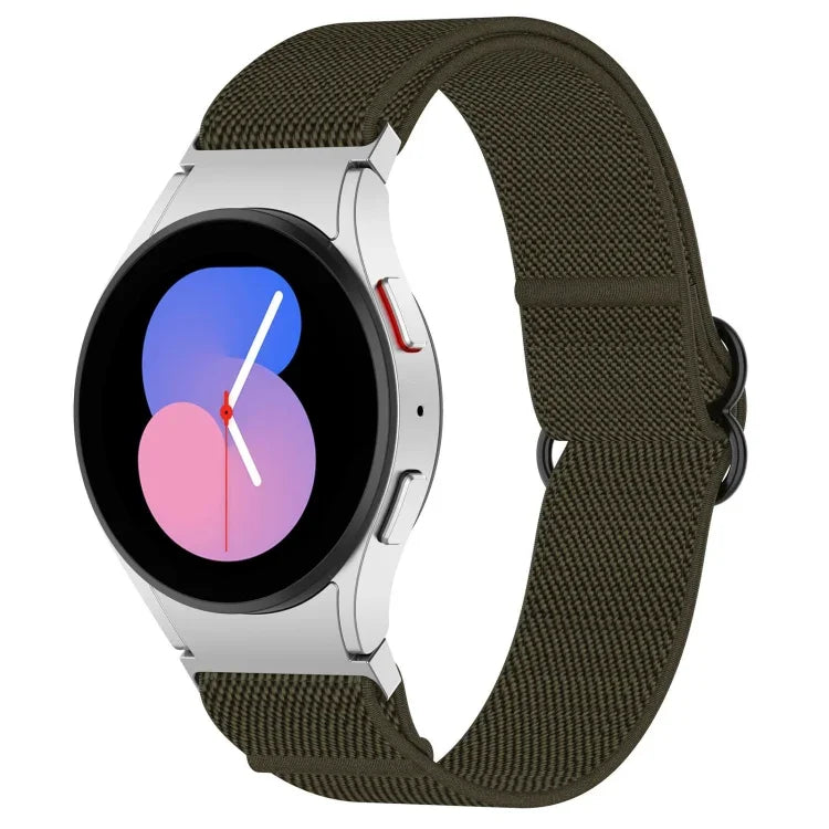 Nylon Stretch Black Buckle Watch Band, For Samsung Galaxy Watch 5 Pro 45mm, For Samsung Galaxy Watch 5 44mm, For Samsung Galaxy Watch 5 40mm, For Samsung Galaxy Watch 4 44mm, For Samsung Galaxy Watch 4 40mm, For Samsung Galaxy Watch 4 Classic 42mm     ...