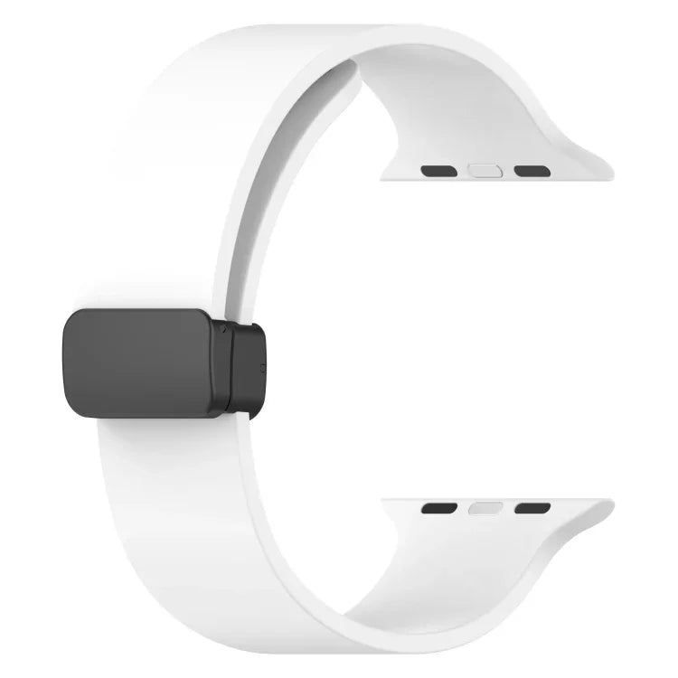 Magnetic Black Buckle Smooth Silicone Watch Band, For Apple Watch Ultra 49mm, For Apple Watch Series 8&7 45mm, For Apple Watch Series 8&7 41mm