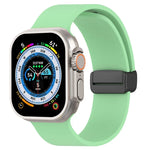 Magnetic Black Buckle Smooth Silicone Watch Band, For Apple Watch Ultra 49mm, For Apple Watch Series 8&7 45mm, For Apple Watch Series 8&7 41mm