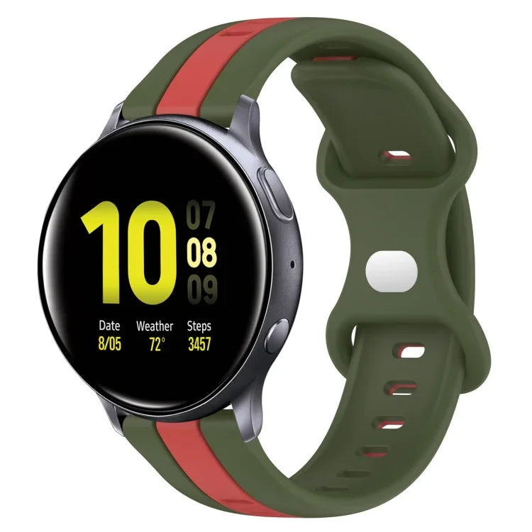 20mm Butterfly Buckle Two-Color Silicone Watch Band, For Samsung Galaxy Watch Active 2 44mm, For Samsung Galaxy Watch 42mm