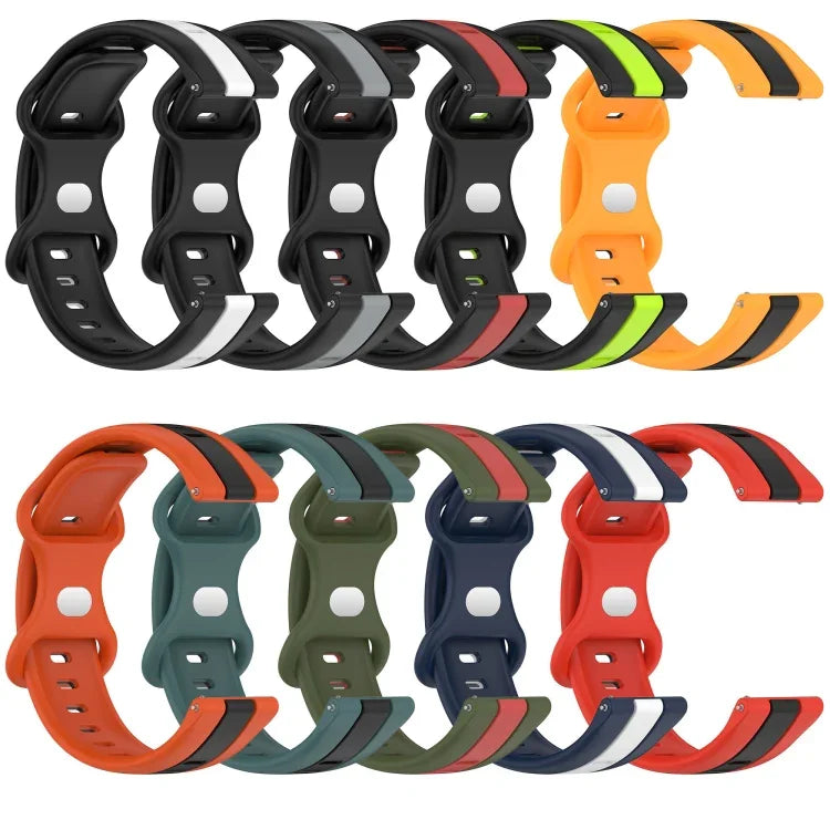 20mm Butterfly Buckle Two-Color Silicone Watch Band, For Samsung Galaxy Watch Active 2 44mm, For Samsung Galaxy Watch 42mm