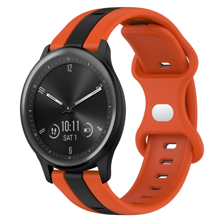 20mm Butterfly Buckle Two-Color Silicone Watch Band, For Garmin Vivomove Sport, For Garmin Venu 2 Plus, For Garmin Approach S40, For Garmin Forerunner 158
