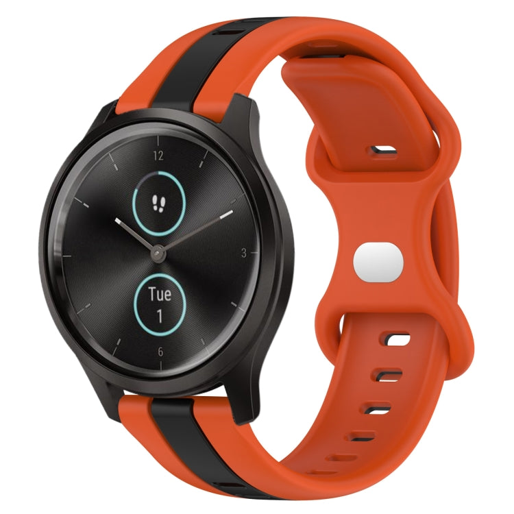 20mm Butterfly Buckle Two-Color Silicone Watch Band, For Garmin Garminmove Style, For Garmin Forerunner 645 Music, For Garmin Forerunner Sq2, For Garmin Forerunner Sq2 Music