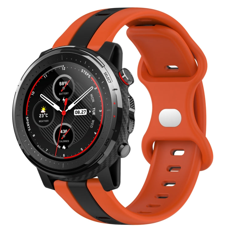 22mm Butterfly Buckle Two-Color Silicone Watch Band, For Amazfit GTR 2, For Amazfit 3, For Amazfit GTR 47mm