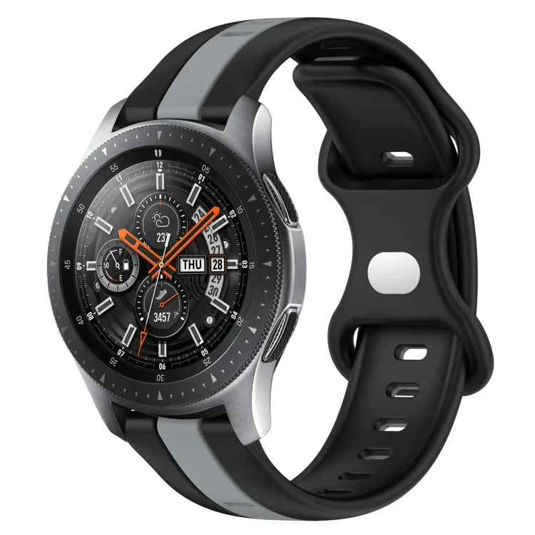 22mm Butterfly Buckle Two-Color Silicone Watch Band, For Samsung Galaxy Watch3 45mm, For Samsung Galaxy Watch 46mm, For Samsung Gear S3 Classic, For Samsung Gear S3 Frontier
