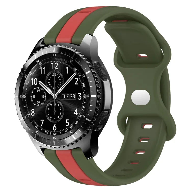 22mm Butterfly Buckle Two-Color Silicone Watch Band, For Samsung Galaxy Watch3 45mm, For Samsung Galaxy Watch 46mm, For Samsung Gear S3 Classic, For Samsung Gear S3 Frontier