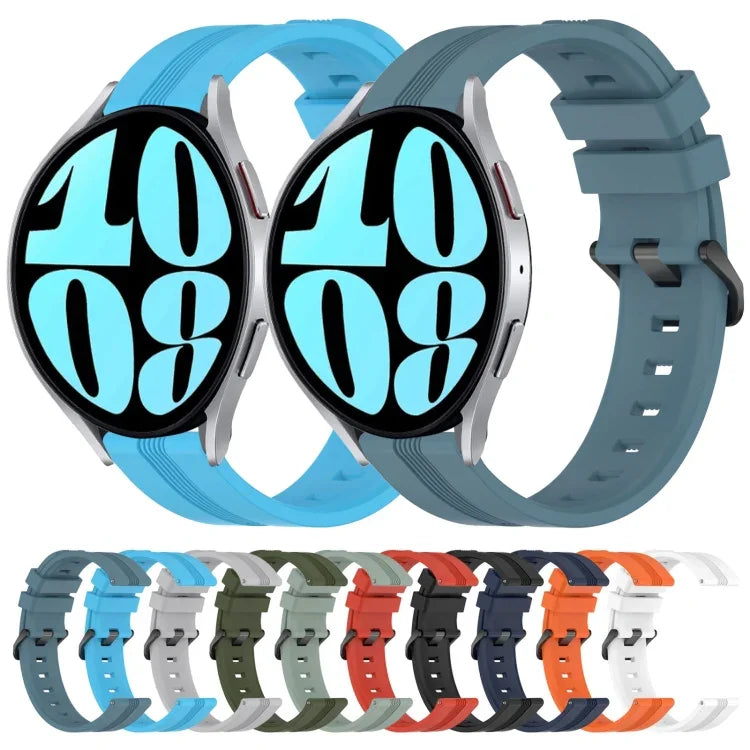 20mm Concave Striped Slicone Watch Band, For Samsung Galaxy Watch 6 40mm, For Samsung Galaxy Watch 6 Classic 43mm