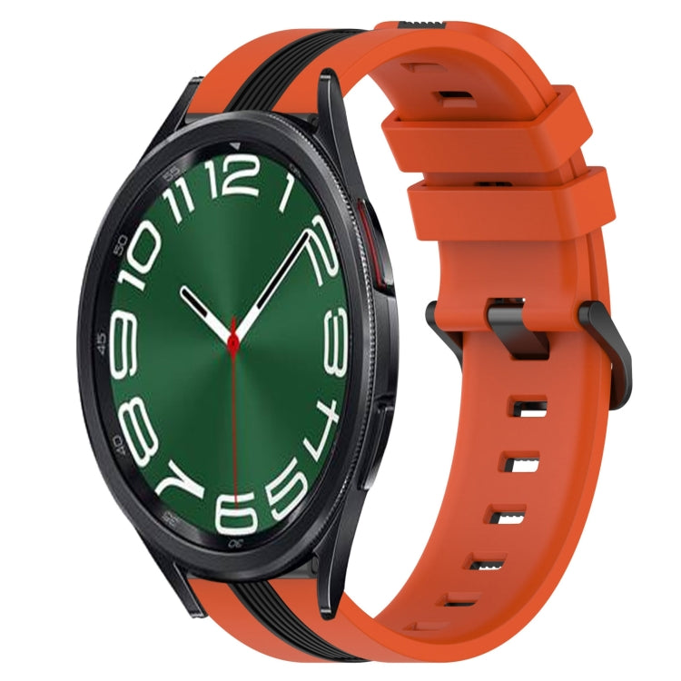 20mm Vertical Two-Color Silicone Watch Band, For Samsung Galaxy Watch 6 Classic 47mm, For Samsung Galaxy Watch5 44mm, For Samsung Galaxy Watch5 40mm, For Samsung Galaxy Watch5 Pro 45mm