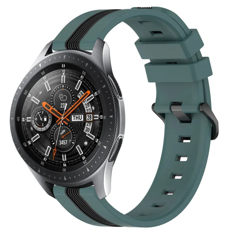 22mm Vertical Two-Color Silicone Watch Band, For Samsung Galaxy Watch3 45mm, For Samsung Galaxy Watch 46mm, For Samsung Gear S3 Classic, For Samsung Gear S3 Frontier