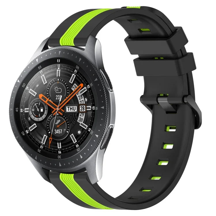 22mm Vertical Two-Color Silicone Watch Band, For Samsung Galaxy Watch3 45mm, For Samsung Galaxy Watch 46mm, For Samsung Gear S3 Classic, For Samsung Gear S3 Frontier
