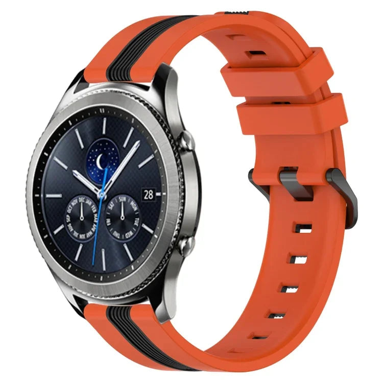 22mm Vertical Two-Color Silicone Watch Band, For Samsung Galaxy Watch3 45mm, For Samsung Galaxy Watch 46mm, For Samsung Gear S3 Classic, For Samsung Gear S3 Frontier