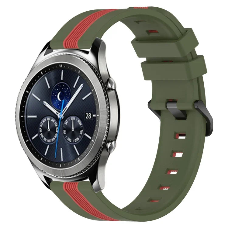 22mm Vertical Two-Color Silicone Watch Band, For Samsung Galaxy Watch3 45mm, For Samsung Galaxy Watch 46mm, For Samsung Gear S3 Classic, For Samsung Gear S3 Frontier