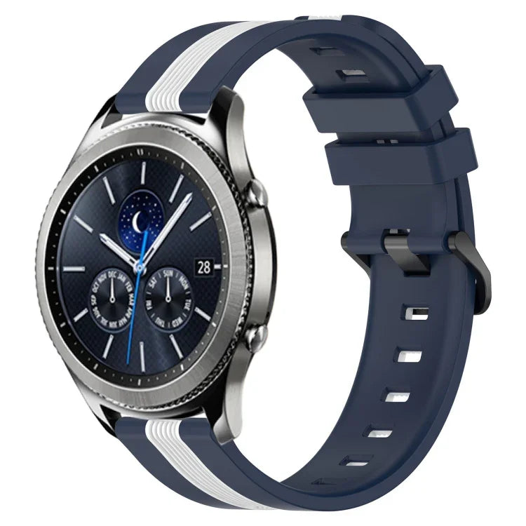22mm Vertical Two-Color Silicone Watch Band, For Samsung Galaxy Watch3 45mm, For Samsung Galaxy Watch 46mm, For Samsung Gear S3 Classic, For Samsung Gear S3 Frontier