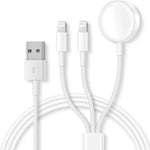 For Apple Watch Series & iPhone 3 in 1 USB Magnetic Charging Cable 4ft/1.2m, DS-XB016