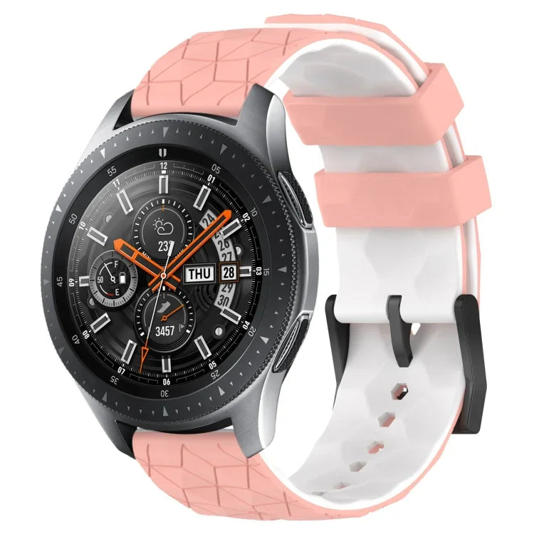 22mm Football Pattern Two-Color Silicone Watch Band, For Samsung Galaxy Watch3 45mm, For Samsung Galaxy Watch 46mm, For Samsung Gear S3 Classic, For Samsung Gear S3 Frontier