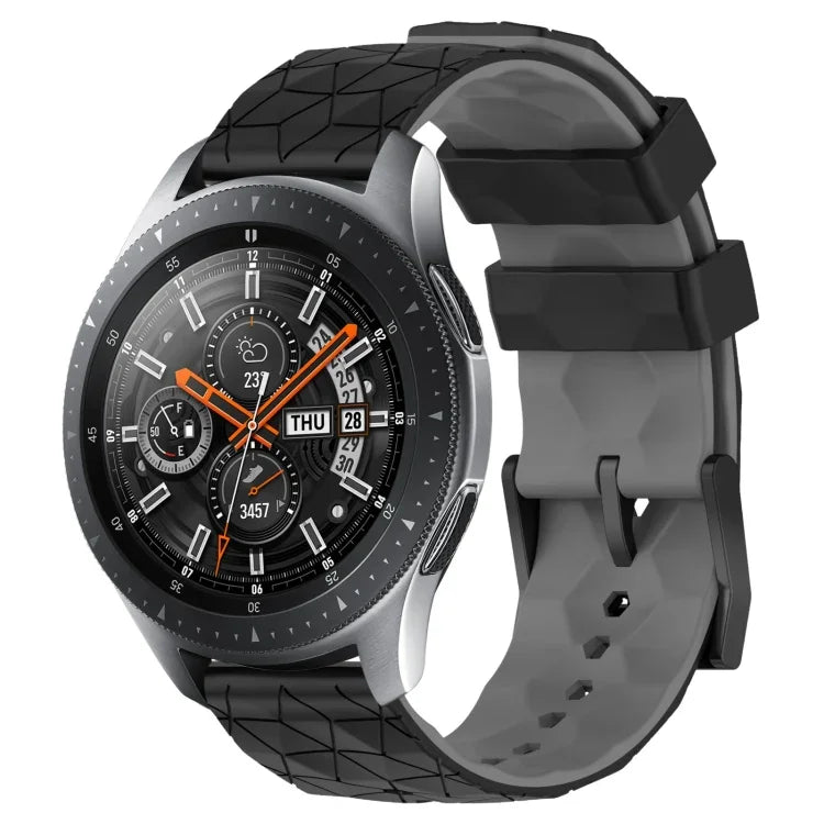 22mm Football Pattern Two-Color Silicone Watch Band, For Samsung Galaxy Watch3 45mm, For Samsung Galaxy Watch 46mm, For Samsung Gear S3 Classic, For Samsung Gear S3 Frontier