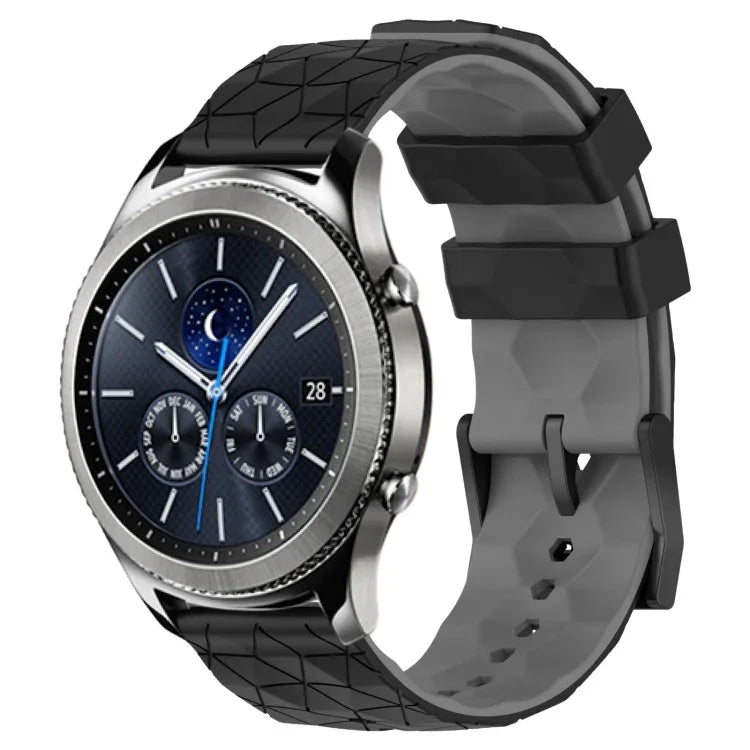 22mm Football Pattern Two-Color Silicone Watch Band, For Samsung Galaxy Watch3 45mm, For Samsung Galaxy Watch 46mm, For Samsung Gear S3 Classic, For Samsung Gear S3 Frontier