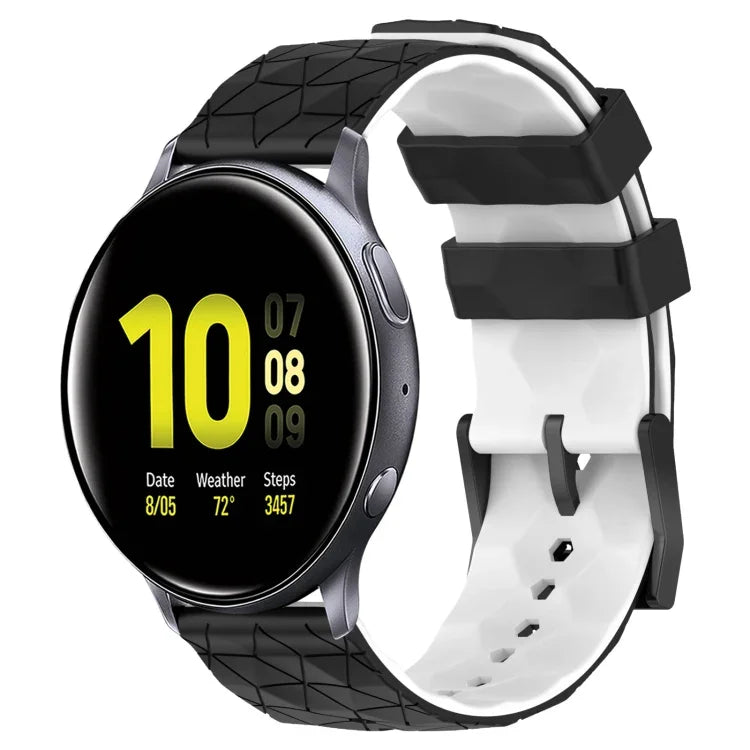 20mm Football Pattern Two-Color Silicone Watch Band, For Samsung Galaxy Watch Active 2 44mm, For Samsung Galaxy Watch 42mm