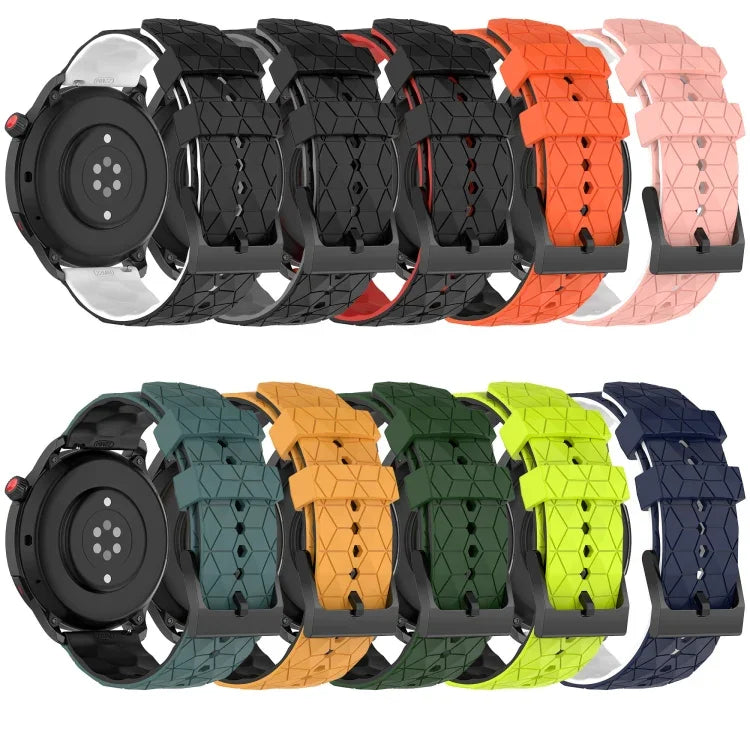 20mm Football Pattern Two-Color Silicone Watch Band, For Samsung Galaxy Watch Active 2 44mm, For Samsung Galaxy Watch 42mm