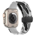 Magnetic Clasp Camouflage Silicone Watch Band, For Apple Watch Ultra 49mm, For Apple Watch Series 8&7 45mm, For Apple Watch Series 8&7 41mm