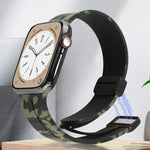 Magnetic Clasp Camouflage Silicone Watch Band, For Apple Watch Ultra 49mm, For Apple Watch Series 8&7 45mm, For Apple Watch Series 8&7 41mm