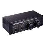 2 In and 2 Out Switcher Volume Controller, RCA signal switches to XLR balanced signal and no need for power supply. It provides RCA and XLR interfaces, independent L/R channel volume adjustment, which is suitable for devices with volume adjustment need