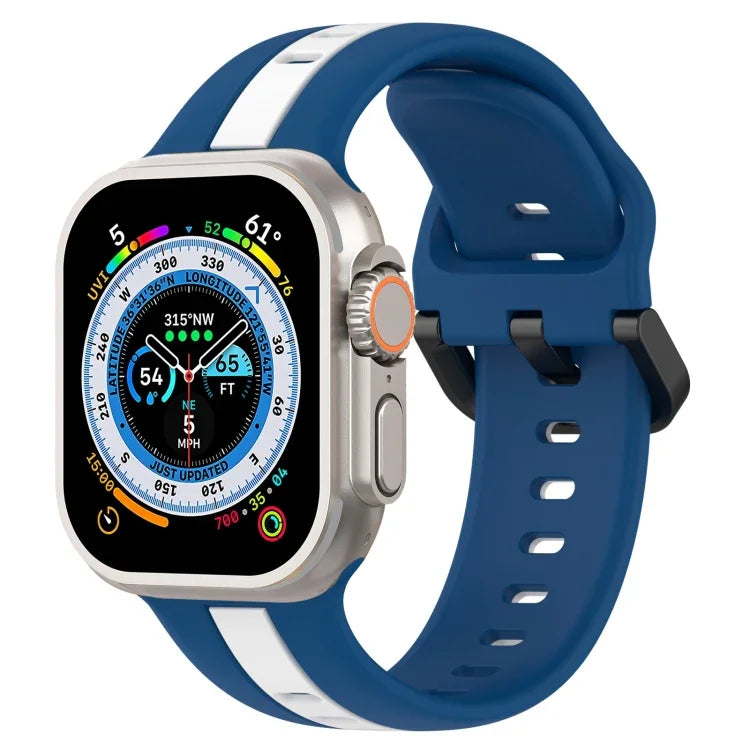 Two-Color Loop Buckle Silicone Watch Band, For Apple Watch Ultra 49mm, For Apple Watch Series 8&7 45mm, For Apple Watch Series 8&7 41mm