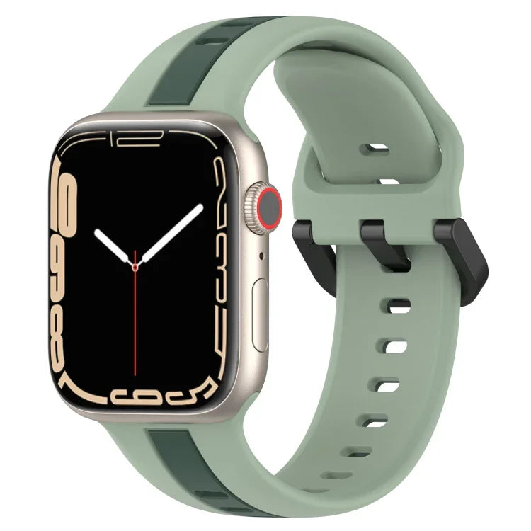 Two-Color Loop Buckle Silicone Watch Band, For Apple Watch Ultra 49mm, For Apple Watch Series 8&7 45mm, For Apple Watch Series 8&7 41mm