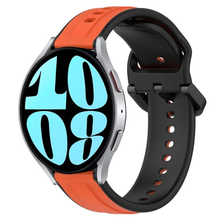 20mm Convex Loop Two-Color Silicone Watch Band, For Samsung Galaxy Watch 6 40mm, For Samsung Galaxy Watch 6 Classic 43mm