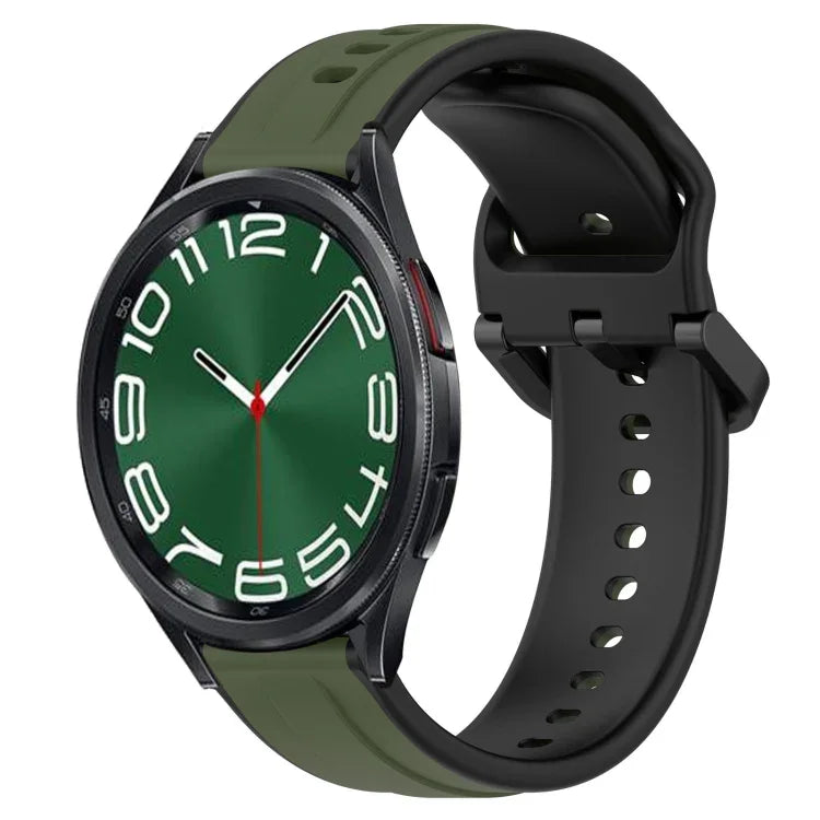 20mm Convex Loop Two-Color Silicone Watch Band, For Samsung Galaxy Watch 6 40mm, For Samsung Galaxy Watch 6 Classic 43mm