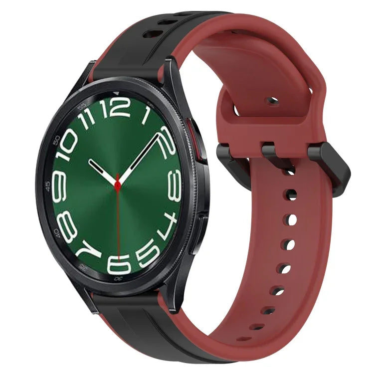 20mm Convex Loop Two-Color Silicone Watch Band, For Samsung Galaxy Watch 6 40mm, For Samsung Galaxy Watch 6 Classic 43mm