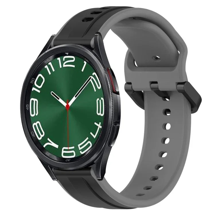 20mm Convex Loop Two-Color Silicone Watch Band, For Samsung Galaxy Watch 6 40mm, For Samsung Galaxy Watch 6 Classic 43mm
