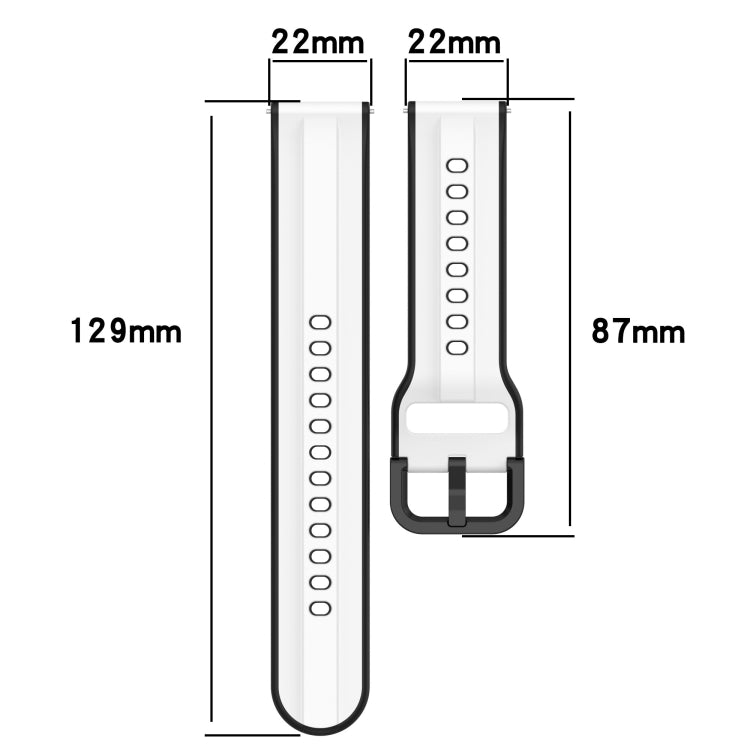 22mm Convex Loop Two-Color Silicone Watch Band, For Garmin Vivoactive4