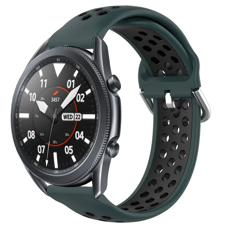 22mm Perforated Breathable Sports Silicone Watch Band, For Samsung Galaxy Watch3 45mm, For Samsung Gear S3 Classic, For Samsung Gear S3 Frontier
