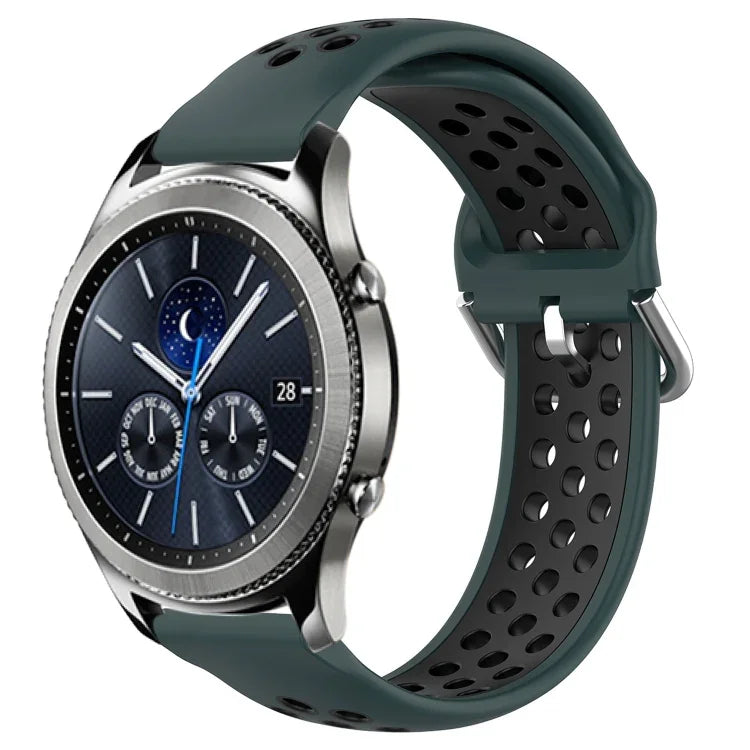 22mm Perforated Breathable Sports Silicone Watch Band, For Samsung Galaxy Watch3 45mm, For Samsung Gear S3 Classic, For Samsung Gear S3 Frontier
