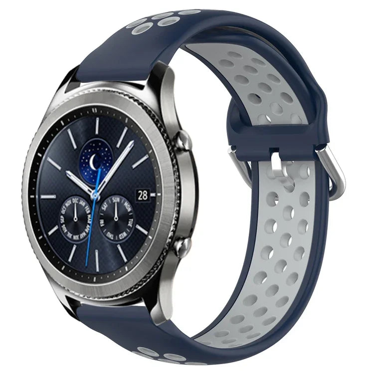 22mm Perforated Breathable Sports Silicone Watch Band, For Samsung Galaxy Watch3 45mm, For Samsung Gear S3 Classic, For Samsung Gear S3 Frontier