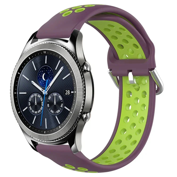 22mm Perforated Breathable Sports Silicone Watch Band, For Samsung Galaxy Watch3 45mm, For Samsung Gear S3 Classic, For Samsung Gear S3 Frontier