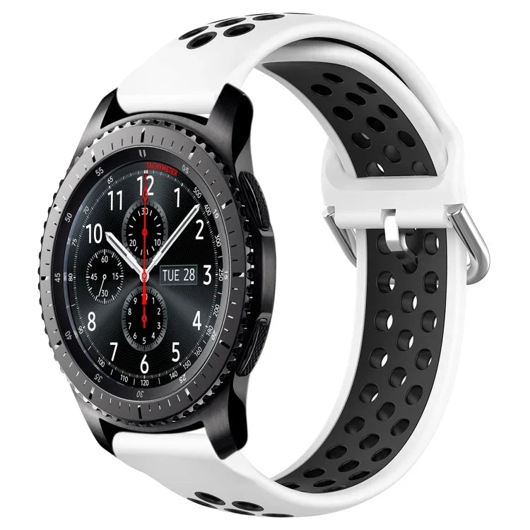 22mm Perforated Breathable Sports Silicone Watch Band, For Samsung Galaxy Watch3 45mm, For Samsung Gear S3 Classic, For Samsung Gear S3 Frontier