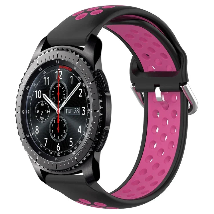 22mm Perforated Breathable Sports Silicone Watch Band, For Samsung Galaxy Watch3 45mm, For Samsung Gear S3 Classic, For Samsung Gear S3 Frontier