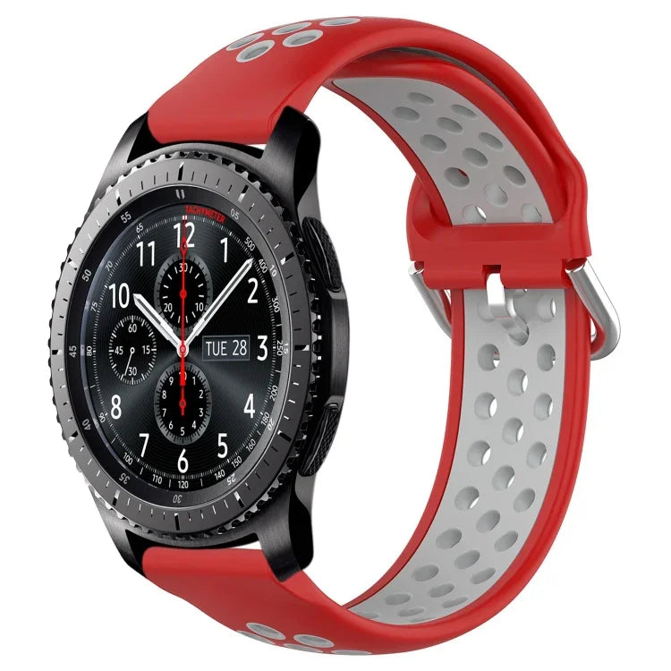 22mm Perforated Breathable Sports Silicone Watch Band, For Samsung Galaxy Watch3 45mm, For Samsung Gear S3 Classic, For Samsung Gear S3 Frontier