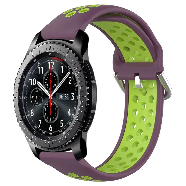 22mm Perforated Breathable Sports Silicone Watch Band, For Samsung Galaxy Watch3 45mm, For Samsung Gear S3 Classic, For Samsung Gear S3 Frontier