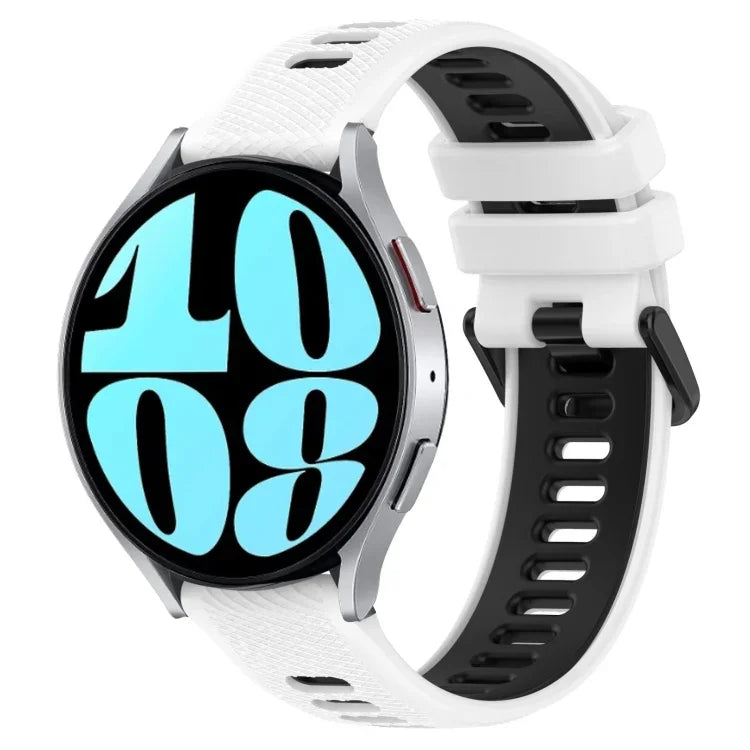 20mm Sports Two-Color Silicone Watch Band, For Samsung Galaxy Watch 6 40mm, For Samsung Galaxy Watch 6 Classic 43mm