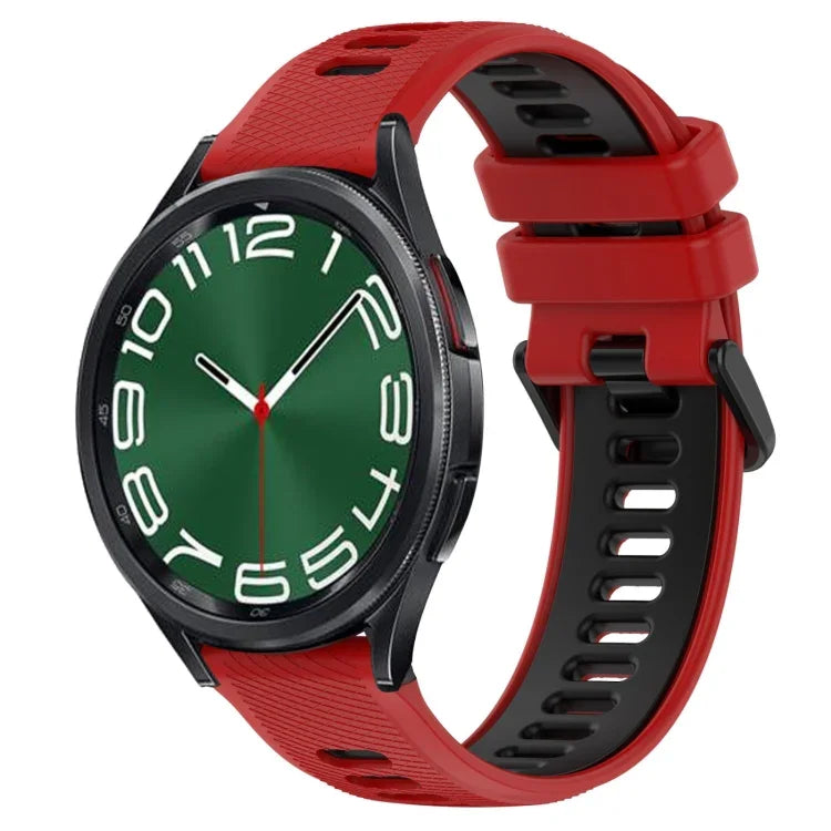 20mm Sports Two-Color Silicone Watch Band, For Samsung Galaxy Watch 6 40mm, For Samsung Galaxy Watch 6 Classic 43mm