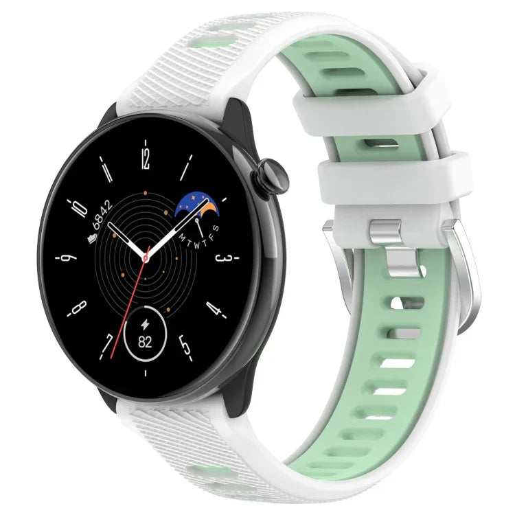 20mm Sports Two-Color Steel Buckle Silicone Watch Band, For Samsung Galaxy Watch 6 40mm, For Samsung Galaxy Watch 6 Classic 43mm