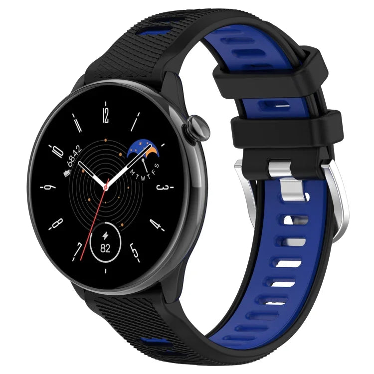 20mm Sports Two-Color Steel Buckle Silicone Watch Band, For Samsung Galaxy Watch 6 40mm, For Samsung Galaxy Watch 6 Classic 43mm