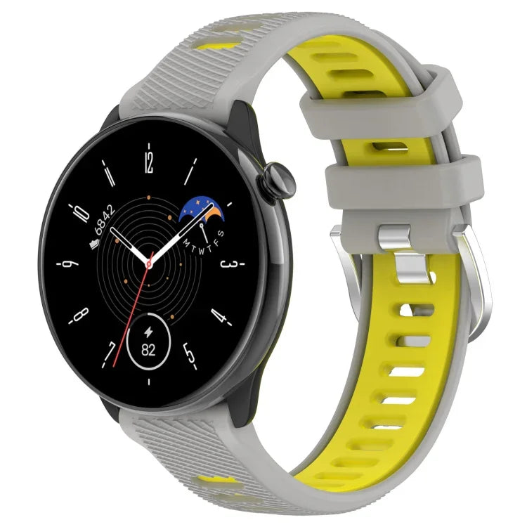 20mm Sports Two-Color Steel Buckle Silicone Watch Band, For Samsung Galaxy Watch 6 40mm, For Samsung Galaxy Watch 6 Classic 43mm