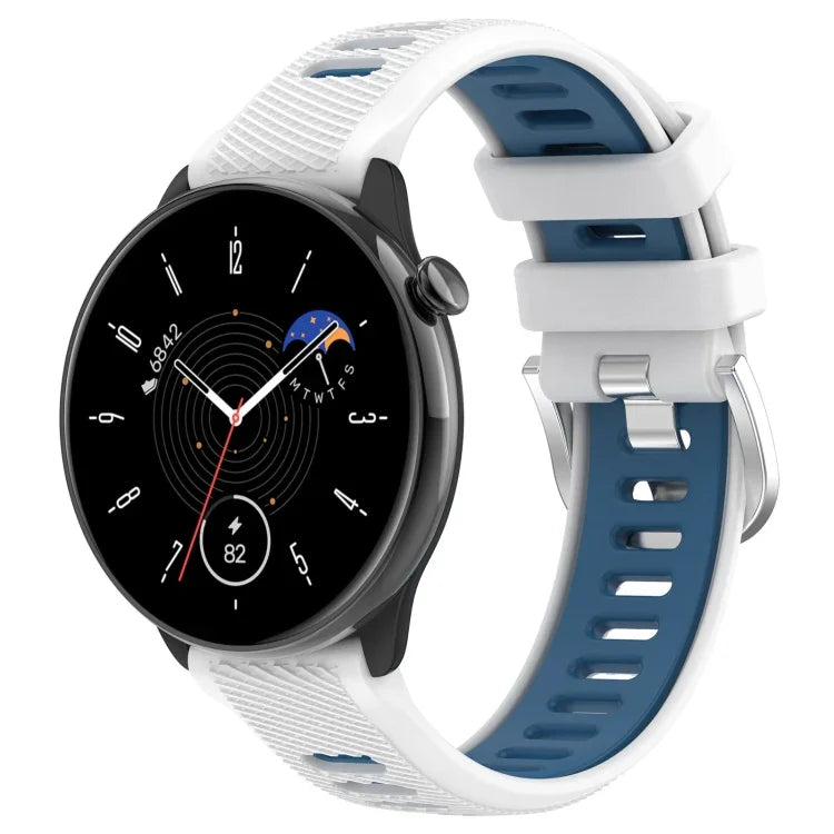 20mm Sports Two-Color Steel Buckle Silicone Watch Band, For Samsung Galaxy Watch 6 40mm, For Samsung Galaxy Watch 6 Classic 43mm