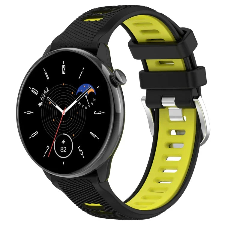 20mm Sports Two-Color Steel Buckle Silicone Watch Band, For Samsung Galaxy Watch 6 40mm, For Samsung Galaxy Watch 6 Classic 43mm