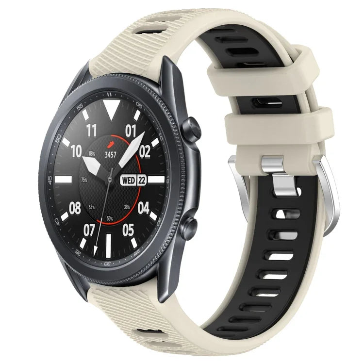 22mm Sports Two-Color Steel Buckle Silicone Watch Band, For Samsung Galaxy Watch3 45mm, For Samsung Galaxy Watch 46mm, For Samsung Gear S3 Classic, For Samsung Gear S3 Frontier
